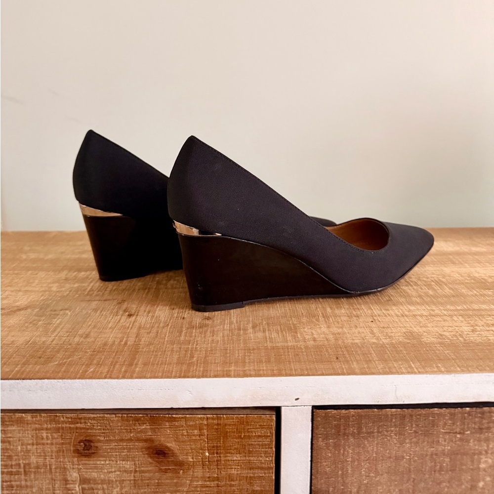 Calvin Klein Classic Black Wedge Heels - Picture 5 of 9